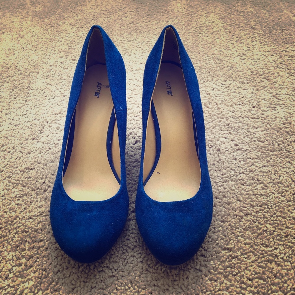 Blue Suede Wedges